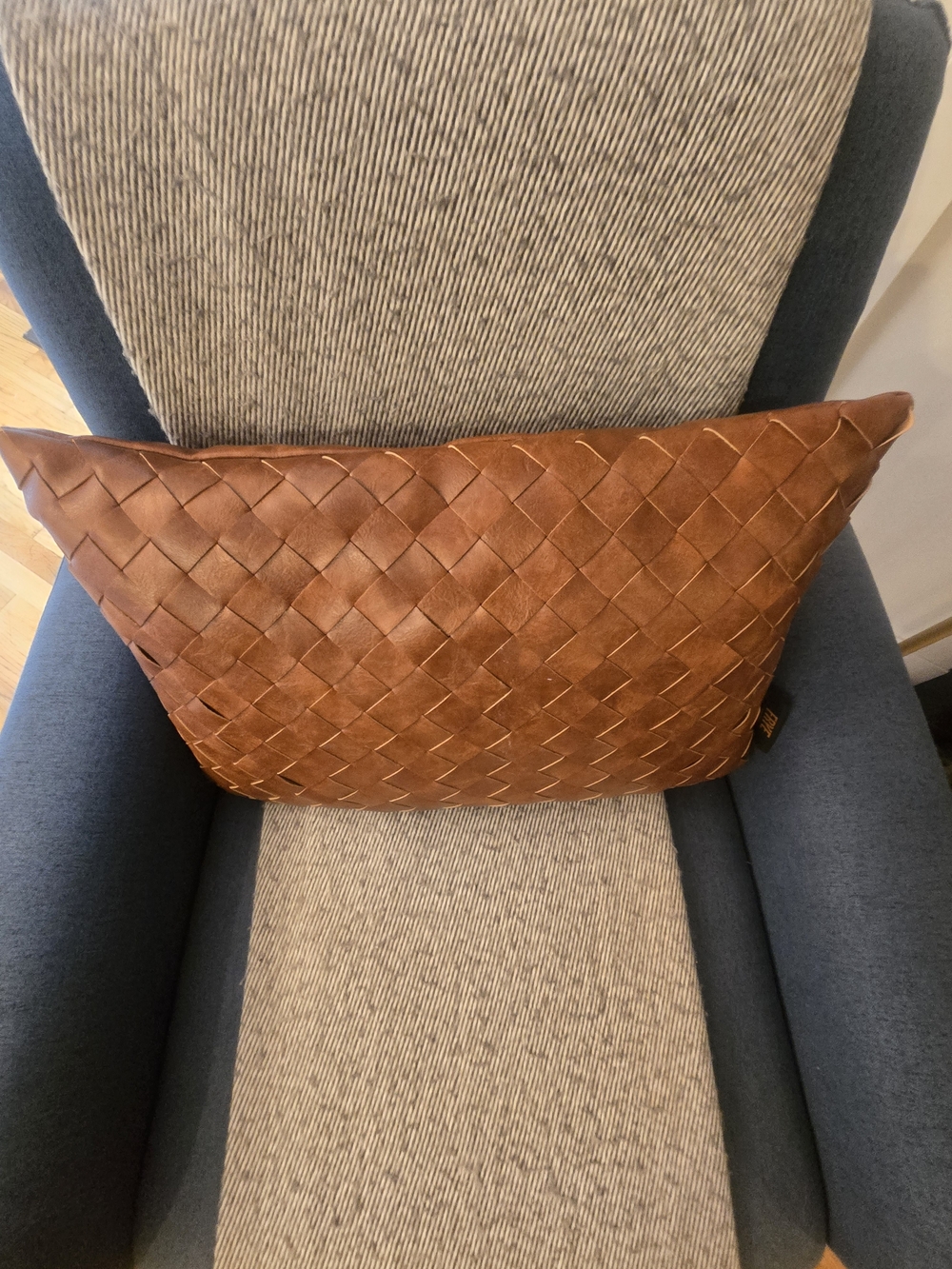 FRYE Woven Faux Leather Accent Pillow - Brown - Picture 6 of 6